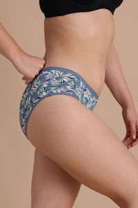 Zivame Floral Fusion Regular Rise Full Coverage Hipster Panty - Blue Mirage — thumbnail 3